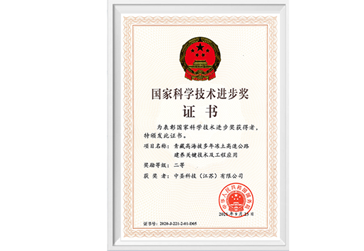 Second Prize of the 2020 State Scientific and Technological Progress Award in China